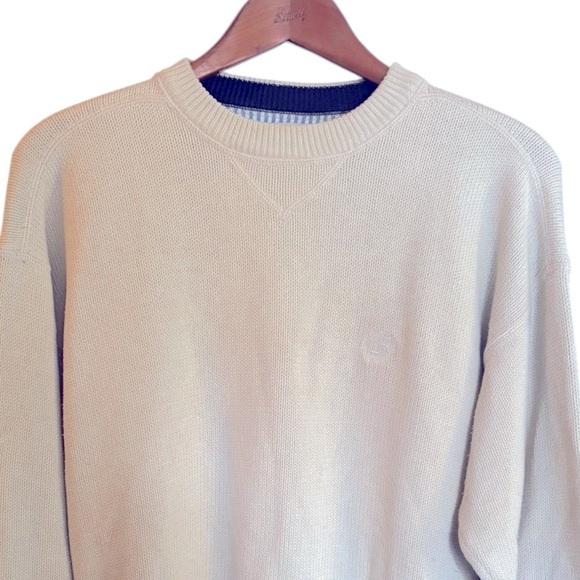Cream 100% Cotton Crew Neck Sweater Size Medium Great Lakes Recreation Sweater - Picture 6 of 8